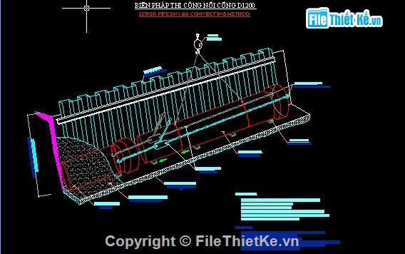 biện pháp thi công đường ống,thi công cống thoát nước,thi công tuyến ống thoát nước,thi công ống HDPE,biện pháp neo giữ cáp viễn thông